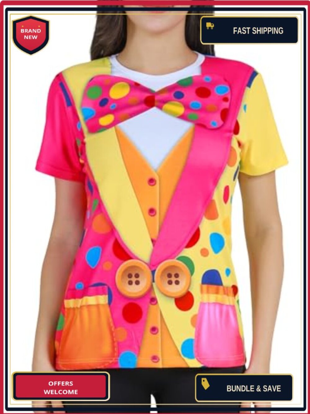 Women's Clown Graphic Short Sleeve T-Shirt Halloween Costume Tee